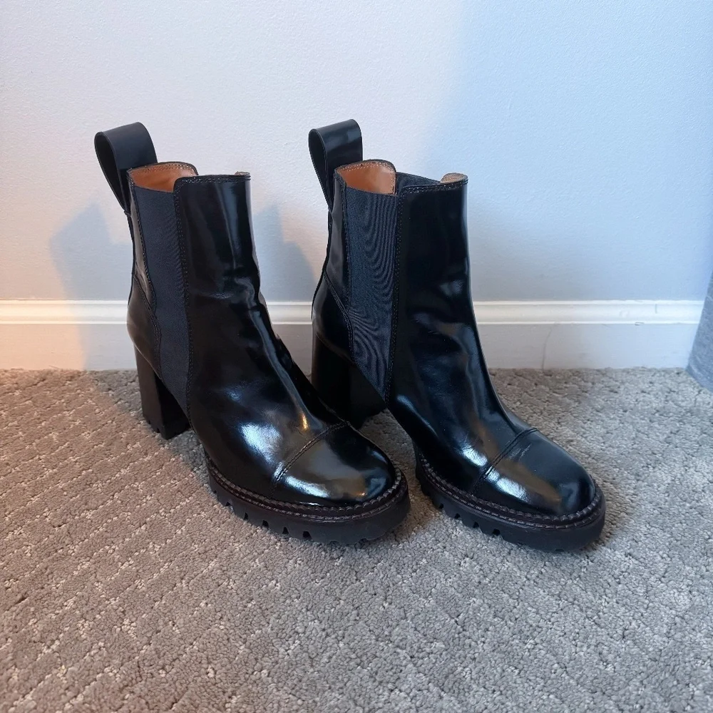 See by Chloé Mallory Lug-Sole Leather Chelsea Boots